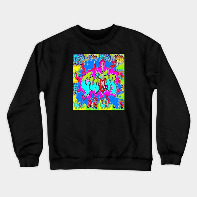 Rock Guitar Graffiti Crewneck Sweatshirt by LowEndGraphics